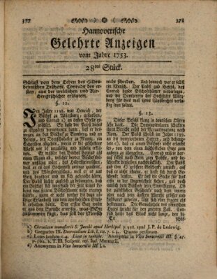 Hannoverische gelehrte Anzeigen (Hannoversche Anzeigen) Freitag 6. April 1753