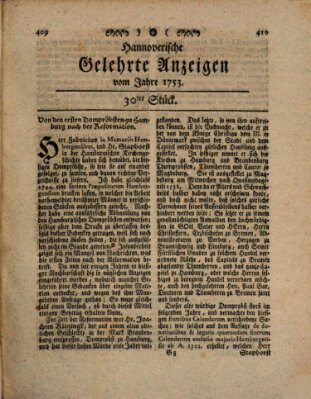 Hannoverische gelehrte Anzeigen (Hannoversche Anzeigen) Freitag 13. April 1753