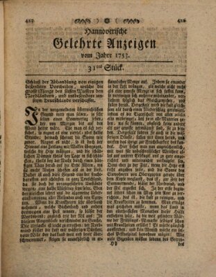 Hannoverische gelehrte Anzeigen (Hannoversche Anzeigen) Montag 16. April 1753