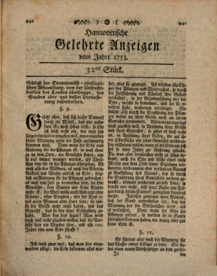 Hannoverische gelehrte Anzeigen (Hannoversche Anzeigen) Freitag 20. April 1753