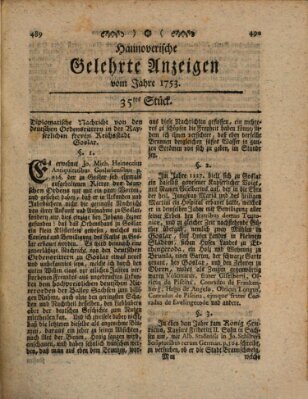 Hannoverische gelehrte Anzeigen (Hannoversche Anzeigen) Montag 30. April 1753