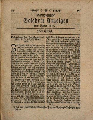 Hannoverische gelehrte Anzeigen (Hannoversche Anzeigen) Freitag 4. Mai 1753