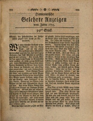 Hannoverische gelehrte Anzeigen (Hannoversche Anzeigen) Montag 14. Mai 1753