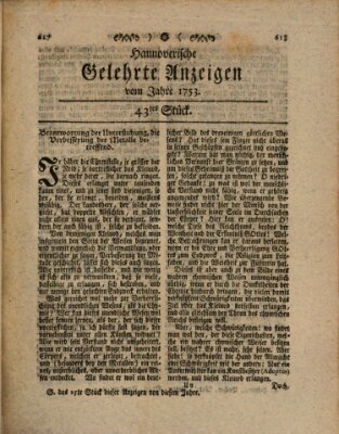 Hannoverische gelehrte Anzeigen (Hannoversche Anzeigen) Montag 28. Mai 1753