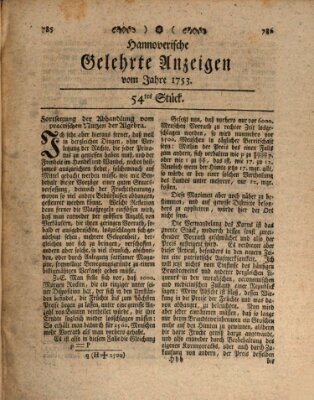 Hannoverische gelehrte Anzeigen (Hannoversche Anzeigen) Freitag 6. Juli 1753