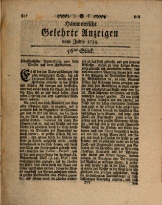 Hannoverische gelehrte Anzeigen (Hannoversche Anzeigen) Freitag 13. Juli 1753