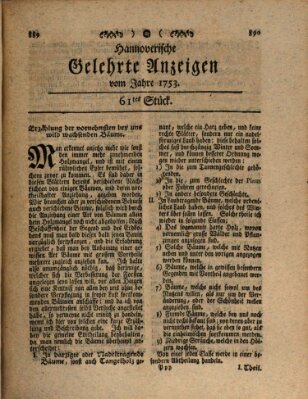 Hannoverische gelehrte Anzeigen (Hannoversche Anzeigen) Montag 30. Juli 1753