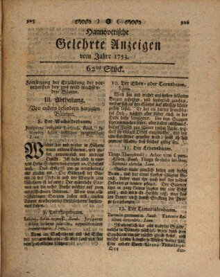 Hannoverische gelehrte Anzeigen (Hannoversche Anzeigen) Freitag 3. August 1753