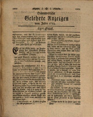 Hannoverische gelehrte Anzeigen (Hannoversche Anzeigen) Freitag 24. August 1753