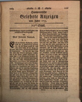 Hannoverische gelehrte Anzeigen (Hannoversche Anzeigen) Freitag 7. September 1753