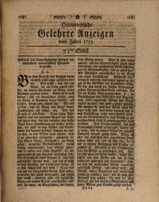 Hannoverische gelehrte Anzeigen (Hannoversche Anzeigen) Montag 10. September 1753