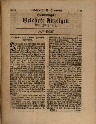 Hannoverische gelehrte Anzeigen (Hannoversche Anzeigen) Montag 17. September 1753