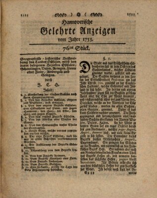 Hannoverische gelehrte Anzeigen (Hannoversche Anzeigen) Freitag 21. September 1753