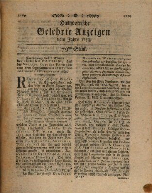 Hannoverische gelehrte Anzeigen (Hannoversche Anzeigen) Montag 1. Oktober 1753