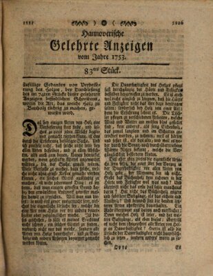 Hannoverische gelehrte Anzeigen (Hannoversche Anzeigen) Montag 15. Oktober 1753