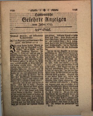 Hannoverische gelehrte Anzeigen (Hannoversche Anzeigen) Freitag 2. November 1753