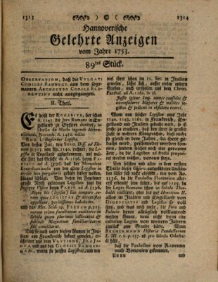 Hannoverische gelehrte Anzeigen (Hannoversche Anzeigen) Montag 5. November 1753