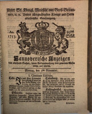 Hannoversche Anzeigen Montag 5. November 1753