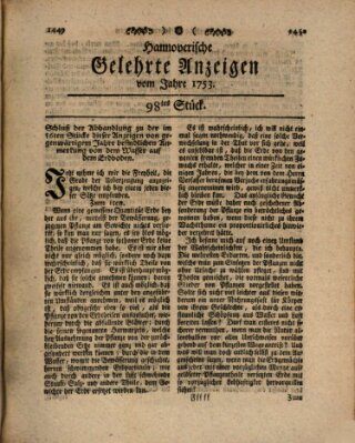 Hannoverische gelehrte Anzeigen (Hannoversche Anzeigen) Freitag 7. Dezember 1753