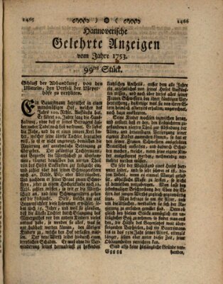 Hannoverische gelehrte Anzeigen (Hannoversche Anzeigen) Montag 10. Dezember 1753