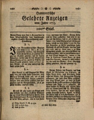 Hannoverische gelehrte Anzeigen (Hannoversche Anzeigen) Freitag 14. Dezember 1753