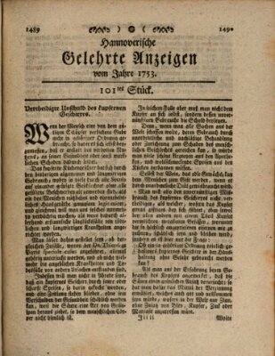 Hannoverische gelehrte Anzeigen (Hannoversche Anzeigen) Montag 17. Dezember 1753