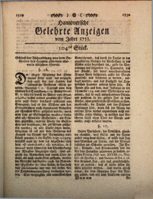 Hannoverische gelehrte Anzeigen (Hannoversche Anzeigen) Freitag 28. Dezember 1753