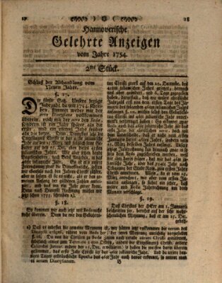 Hannoverische gelehrte Anzeigen (Hannoversche Anzeigen) Montag 7. Januar 1754