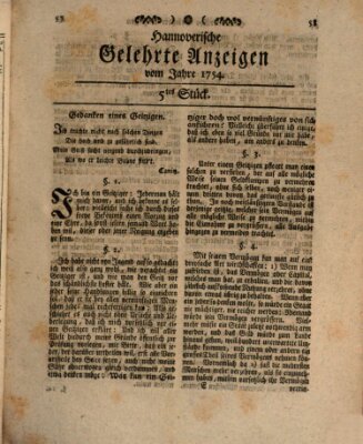 Hannoverische gelehrte Anzeigen (Hannoversche Anzeigen) Freitag 18. Januar 1754