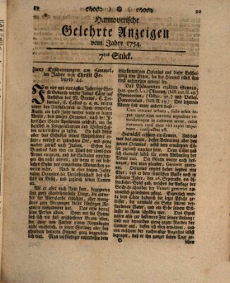 Hannoverische gelehrte Anzeigen (Hannoversche Anzeigen) Freitag 25. Januar 1754