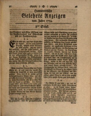 Hannoverische gelehrte Anzeigen (Hannoversche Anzeigen) Montag 28. Januar 1754