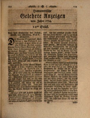 Hannoverische gelehrte Anzeigen (Hannoversche Anzeigen) Montag 11. Februar 1754