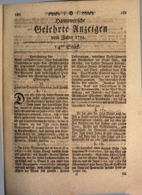 Hannoverische gelehrte Anzeigen (Hannoversche Anzeigen) Montag 18. Februar 1754