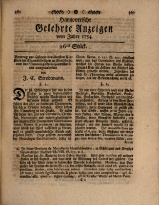 Hannoverische gelehrte Anzeigen (Hannoversche Anzeigen) Montag 1. April 1754