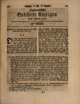 Hannoverische gelehrte Anzeigen (Hannoversche Anzeigen) Montag 8. April 1754