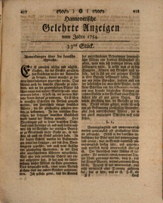 Hannoverische gelehrte Anzeigen (Hannoversche Anzeigen) Freitag 26. April 1754