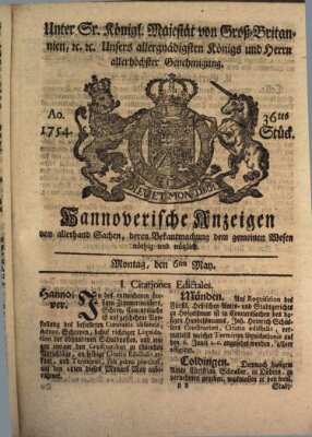 Hannoversche Anzeigen Montag 6. Mai 1754