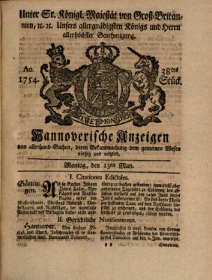 Hannoversche Anzeigen Montag 13. Mai 1754