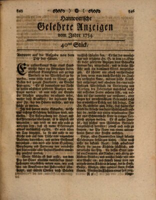 Hannoverische gelehrte Anzeigen (Hannoversche Anzeigen) Montag 20. Mai 1754