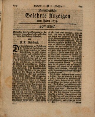 Hannoverische gelehrte Anzeigen (Hannoversche Anzeigen) Freitag 21. Juni 1754