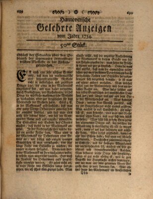 Hannoverische gelehrte Anzeigen (Hannoversche Anzeigen) Montag 24. Juni 1754