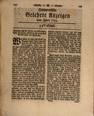 Hannoverische gelehrte Anzeigen (Hannoversche Anzeigen) Freitag 5. Juli 1754