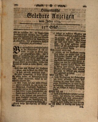 Hannoverische gelehrte Anzeigen (Hannoversche Anzeigen) Freitag 12. Juli 1754