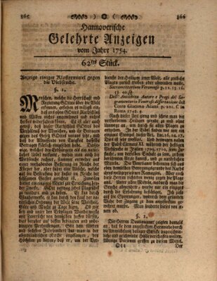 Hannoverische gelehrte Anzeigen (Hannoversche Anzeigen) Montag 5. August 1754