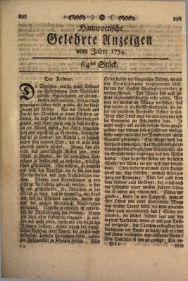 Hannoverische gelehrte Anzeigen (Hannoversche Anzeigen) Montag 12. August 1754