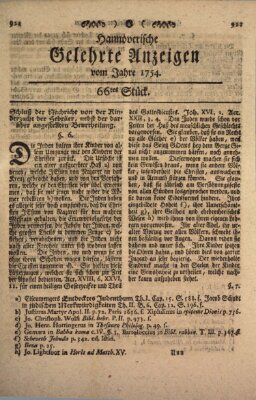 Hannoverische gelehrte Anzeigen (Hannoversche Anzeigen) Montag 19. August 1754