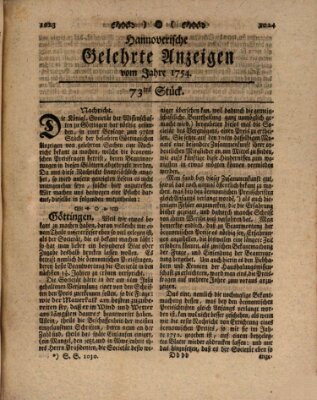 Hannoverische gelehrte Anzeigen (Hannoversche Anzeigen) Freitag 13. September 1754