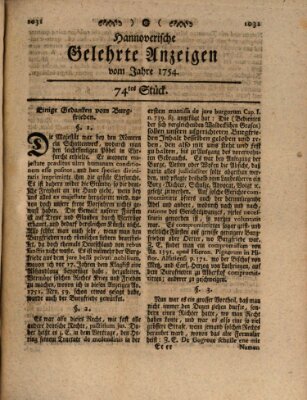 Hannoverische gelehrte Anzeigen (Hannoversche Anzeigen) Montag 16. September 1754