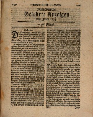 Hannoverische gelehrte Anzeigen (Hannoversche Anzeigen) Freitag 20. September 1754