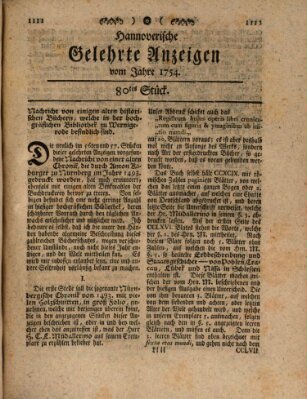 Hannoverische gelehrte Anzeigen (Hannoversche Anzeigen) Montag 7. Oktober 1754